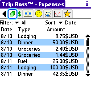 Trip Boss 3.0 expenses screenshot