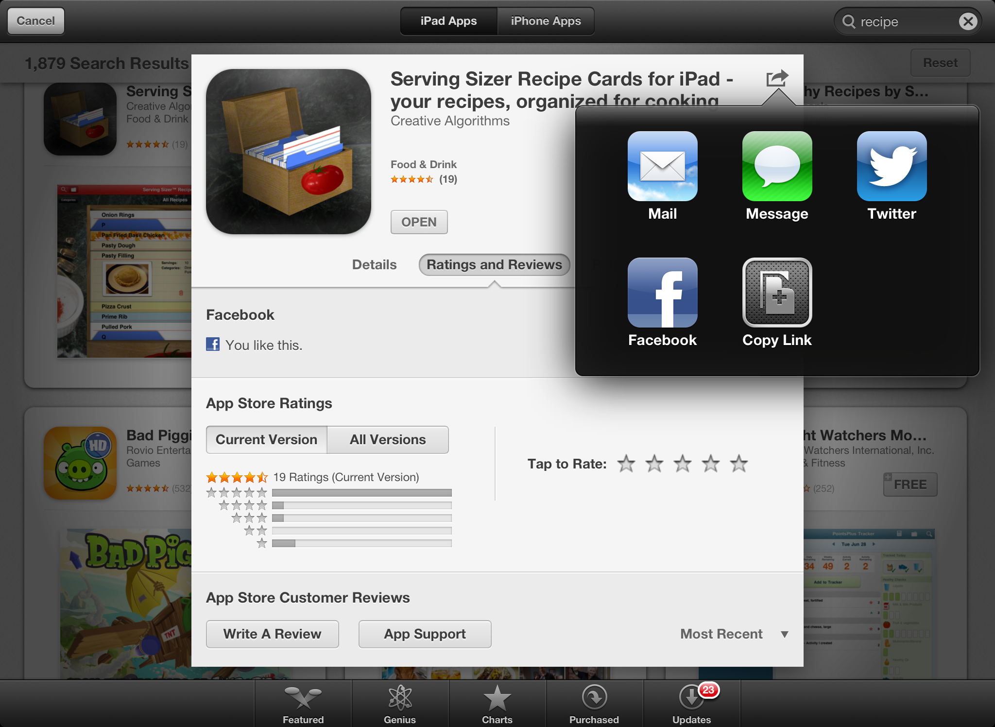 iPad Info Page with social links