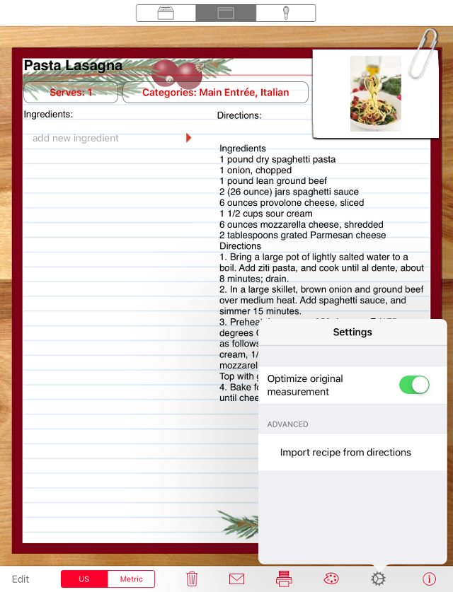 import recipe from directions
                                  screenshot