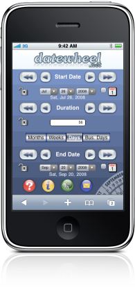 Mobile DateWheel.net on iPhone