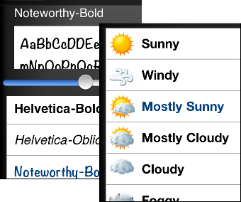 note weather and set fonts