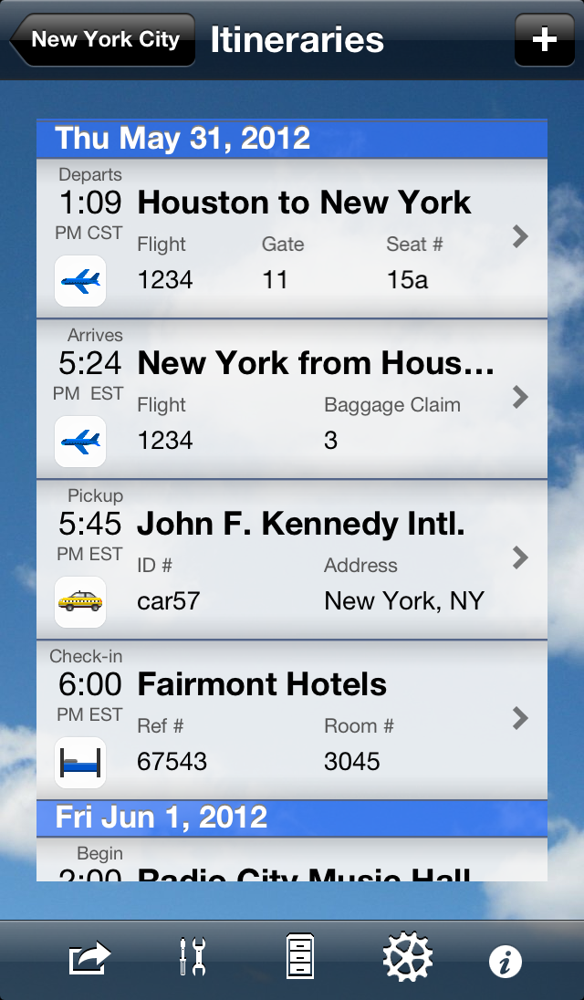 Manage your trip itinerary then quickly add an expense to match Trip Boss itinerary