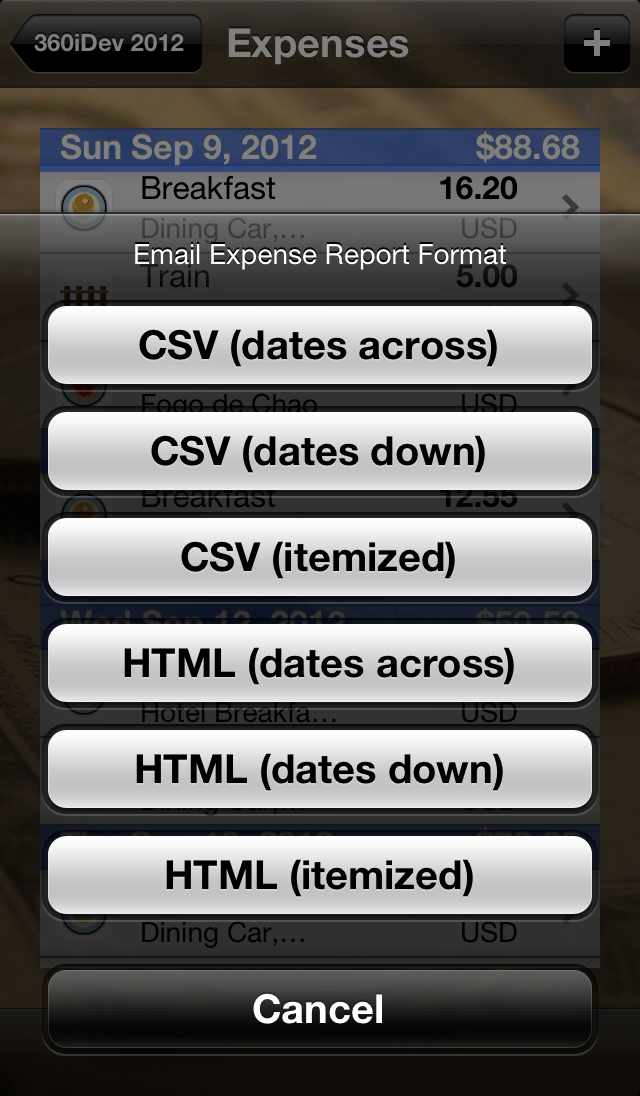 Trip Boss expense export