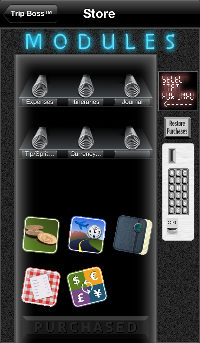 Add on new modules to customize your travel app Trip Boss in-app module store
